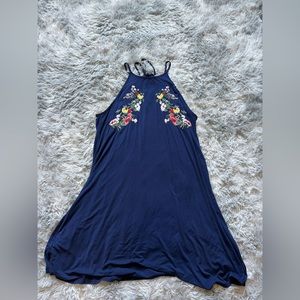 Navy blue floral detailing dress
